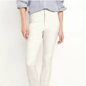 Old Navy Women's Cream Extra High-Rise Polished Pixie Ankle Skinny Pants